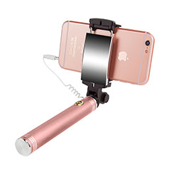 Perche de Selfie Filaire Baton de Selfie Cable Extensible de Poche Universel S22 Or Rose