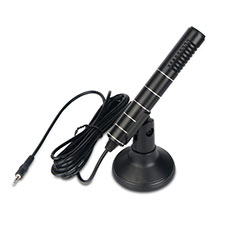 3.5mm Mini Microphone de Poche Elegant Karaoke Haut-Parleur avec Support K02 Noir