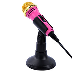 3.5mm Mini Microphone de Poche Elegant Karaoke Haut-Parleur avec Support M07 pour Sony Xperia 10 Plus Rose