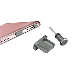 Bouchon Anti-poussiere USB-B Jack Android Universel H01 pour Huawei Honor Play 8C Gris Fonce