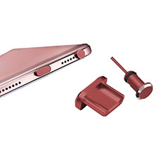 Bouchon Anti-poussiere USB-B Jack Android Universel H01 pour Xiaomi Redmi Note 10 Pro Max Rouge