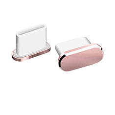 Bouchon Anti-poussiere USB-C Jack Type-C Universel H06 pour Apple iPhone 15 Plus Or Rose