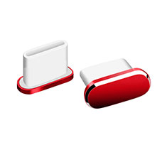 Bouchon Anti-poussiere USB-C Jack Type-C Universel H06 pour Apple iPhone 15 Plus Rouge