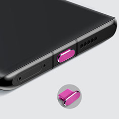 Bouchon Anti-poussiere USB-C Jack Type-C Universel H08 pour Apple iPhone 15 Plus Rose Rouge