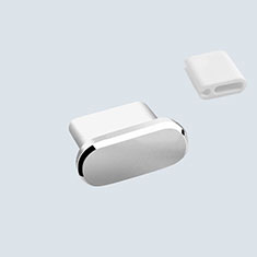 Bouchon Anti-poussiere USB-C Jack Type-C Universel H10 pour Oppo Find X Super Flash Edition Argent