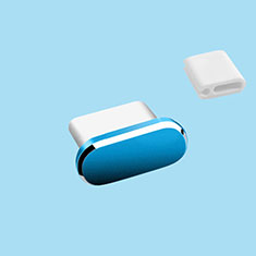 Bouchon Anti-poussiere USB-C Jack Type-C Universel H10 pour Apple iPhone 15 Plus Bleu