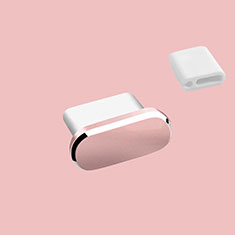 Bouchon Anti-poussiere USB-C Jack Type-C Universel H10 pour Apple iPhone 15 Plus Or Rose