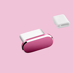 Bouchon Anti-poussiere USB-C Jack Type-C Universel H10 pour Apple iPhone 15 Plus Rose Rouge