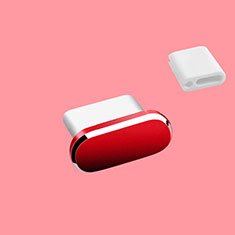 Bouchon Anti-poussiere USB-C Jack Type-C Universel H10 pour Apple iPhone 15 Plus Rouge