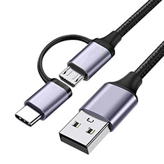 Cable Type-C et Mrico USB Android Universel T03 pour Samsung Galaxy Tab 3 7.0 P3200 T210 T215 T211 Noir