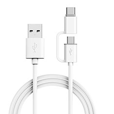 Cable Type-C et Mrico USB Android Universel T04 pour Samsung Galaxy M21s Blanc