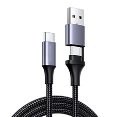 Cable Type-C USB-C vers Type-C USB-C 100W H01 pour Apple iPhone 15 Plus Gris Fonce
