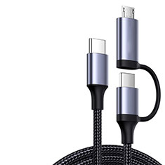 Cable Type-C USB-C vers Type-C USB-C 60W H03 pour Apple iPhone 15 Plus Gris Fonce
