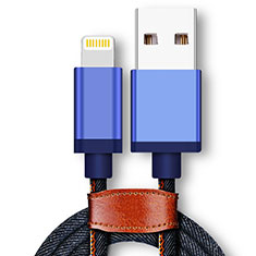 Chargeur Cable Data Synchro Cable D01 pour Apple iPhone 14 Plus Bleu