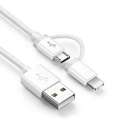 Chargeur Lightning Cable Data Synchro Cable Android Micro USB ML01 Blanc