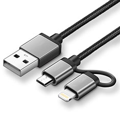 Chargeur Lightning Cable Data Synchro Cable Android Micro USB ML04 pour Apple iPhone 11 Pro Noir