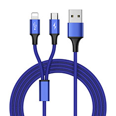 Chargeur Lightning Cable Data Synchro Cable Android Micro USB ML05 Bleu
