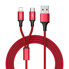 Chargeur Lightning Cable Data Synchro Cable Android Micro USB ML05 pour HTC 10 One M10 Rouge