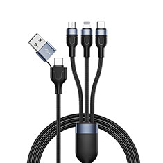 Chargeur Lightning Cable Data Synchro Cable Android Micro USB Type-C 100W H02 pour Xiaomi Mi 4 Noir