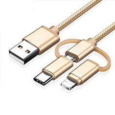 Chargeur Lightning Cable Data Synchro Cable Android Micro USB Type-C ML05 Or