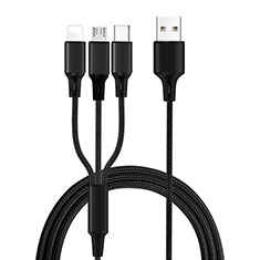 Chargeur Lightning Cable Data Synchro Cable Android Micro USB Type-C ML08 pour Samsung Galaxy Book Flex 13.3 NP930QCG Noir