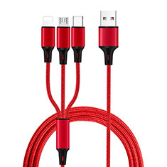 Chargeur Lightning Cable Data Synchro Cable Android Micro USB Type-C ML08 pour Samsung Galaxy F62 5G Rouge