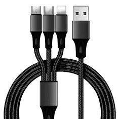 Chargeur Lightning Cable Data Synchro Cable Android Micro USB Type-C ML09 pour Samsung Galaxy S23 Plus 5G Noir