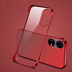 Coque Antichocs Rigide Sans Cadre Transparente Crystal Etui Housse H03 pour Huawei P50 Pro Rouge
