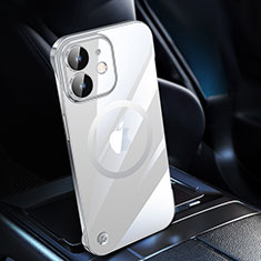 Coque Antichocs Rigide Transparente Crystal Etui Housse avec Mag-Safe Magnetic Magnetique QC1 pour Apple iPhone 12 Mini Argent