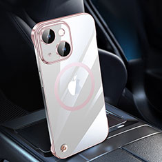 Coque Antichocs Rigide Transparente Crystal Etui Housse avec Mag-Safe Magnetic Magnetique QC1 pour Apple iPhone 14 Plus Or Rose