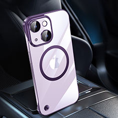 Coque Antichocs Rigide Transparente Crystal Etui Housse avec Mag-Safe Magnetic Magnetique QC1 pour Apple iPhone 14 Plus Violet
