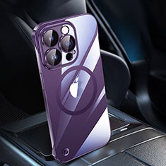 Coque Antichocs Rigide Transparente Crystal Etui Housse avec Mag-Safe Magnetic Magnetique QC1 pour Apple iPhone 14 Pro Max Violet