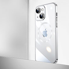 Coque Antichocs Rigide Transparente Crystal Etui Housse avec Mag-Safe Magnetic Magnetique QC2 pour Apple iPhone 14 Argent