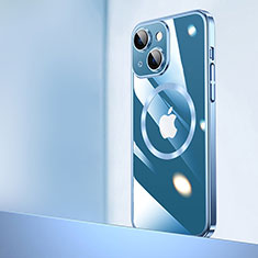 Coque Antichocs Rigide Transparente Crystal Etui Housse avec Mag-Safe Magnetic Magnetique QC2 pour Apple iPhone 14 Bleu