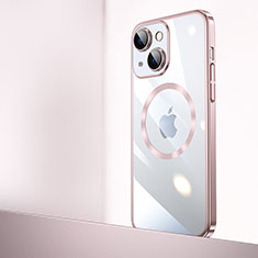 Coque Antichocs Rigide Transparente Crystal Etui Housse avec Mag-Safe Magnetic Magnetique QC2 pour Apple iPhone 14 Or Rose