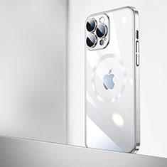Coque Antichocs Rigide Transparente Crystal Etui Housse avec Mag-Safe Magnetic Magnetique QC2 pour Apple iPhone 14 Pro Argent