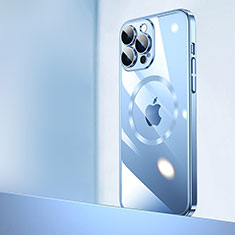Coque Antichocs Rigide Transparente Crystal Etui Housse avec Mag-Safe Magnetic Magnetique QC2 pour Apple iPhone 14 Pro Bleu