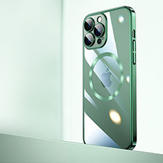 Coque Antichocs Rigide Transparente Crystal Etui Housse avec Mag-Safe Magnetic Magnetique QC2 pour Apple iPhone 14 Pro Max Vert