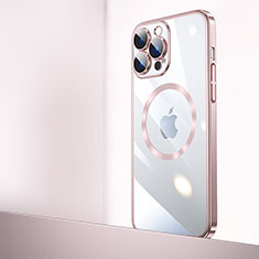 Coque Antichocs Rigide Transparente Crystal Etui Housse avec Mag-Safe Magnetic Magnetique QC2 pour Apple iPhone 14 Pro Or Rose