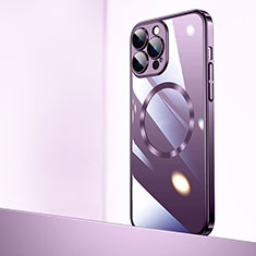 Coque Antichocs Rigide Transparente Crystal Etui Housse avec Mag-Safe Magnetic Magnetique QC2 pour Apple iPhone 14 Pro Violet