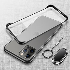 Coque Antichocs Rigide Transparente Crystal Etui Housse avec Support Bague Anneau Aimante Magnetique pour Apple iPhone 13 Pro Max Noir