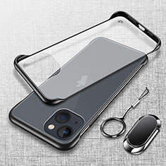 Coque Antichocs Rigide Transparente Crystal Etui Housse avec Support Bague Anneau Aimante Magnetique pour Apple iPhone 15 Noir