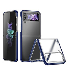 Coque Antichocs Rigide Transparente Crystal Etui Housse H01 pour Samsung Galaxy Z Flip4 5G Bleu