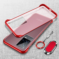 Coque Antichocs Rigide Transparente Crystal Etui Housse H02 pour Vivo iQOO 8 Pro 5G Rouge
