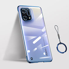 Coque Antichocs Rigide Transparente Crystal Etui Housse H03 pour Oppo Find X5 5G Bleu