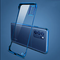 Coque Antichocs Rigide Transparente Crystal Etui Housse H04 pour Oppo Reno6 Pro 5G India Bleu