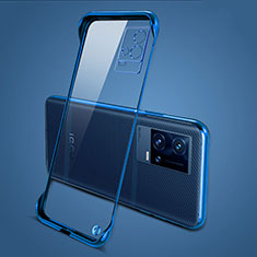 Coque Antichocs Rigide Transparente Crystal Etui Housse H04 pour Vivo iQOO 8 Pro 5G Bleu