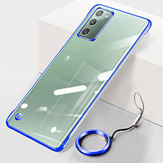 Coque Antichocs Rigide Transparente Crystal Etui Housse JS1 pour Samsung Galaxy Note 20 5G Bleu