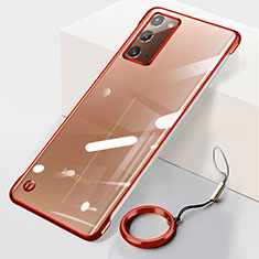 Coque Antichocs Rigide Transparente Crystal Etui Housse JS1 pour Samsung Galaxy Note 20 5G Rouge