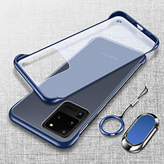 Coque Antichocs Rigide Transparente Crystal Etui Housse JS1 pour Samsung Galaxy S20 Ultra 5G Bleu